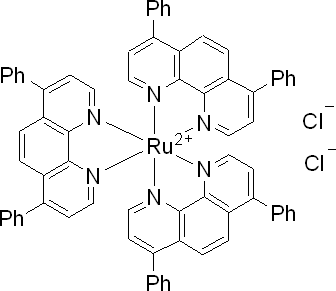 Tris(4,7-diphenyl-1,10-phenanthroline)ruthenium(II) dichloride complex which changes color based on amount of oxygen present